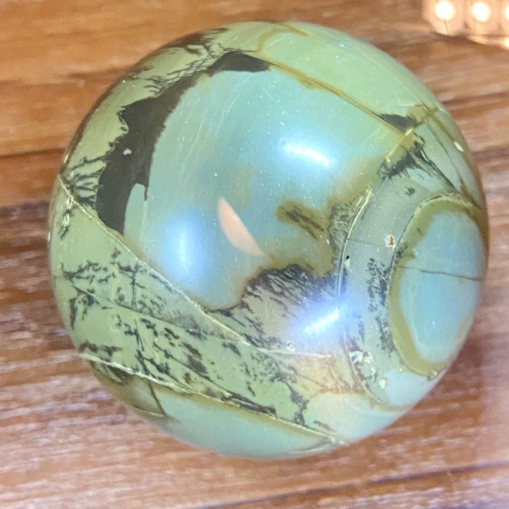High Quality Polished Septarian Sphere w/ Wooden Stand - Picture 10 of 10